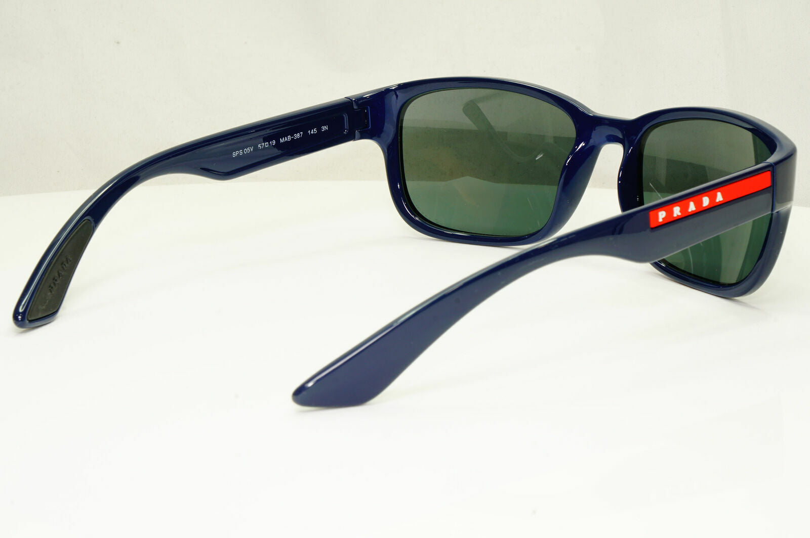 Prada Sunglasses Blue Mens Designer Square SPS 05V MAB-387 Red Stripe Sport