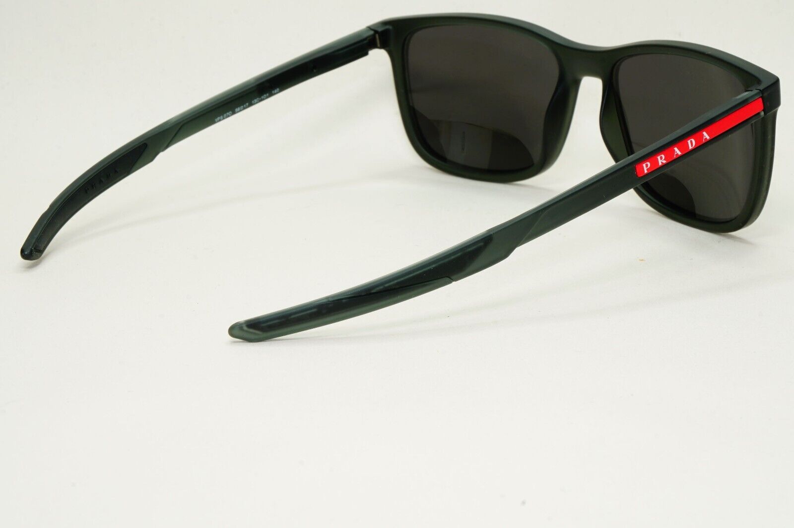 Prada Sunglasses Black Transparent Rubber Square PS07OV VPS 07O 13C-1O1 56mm