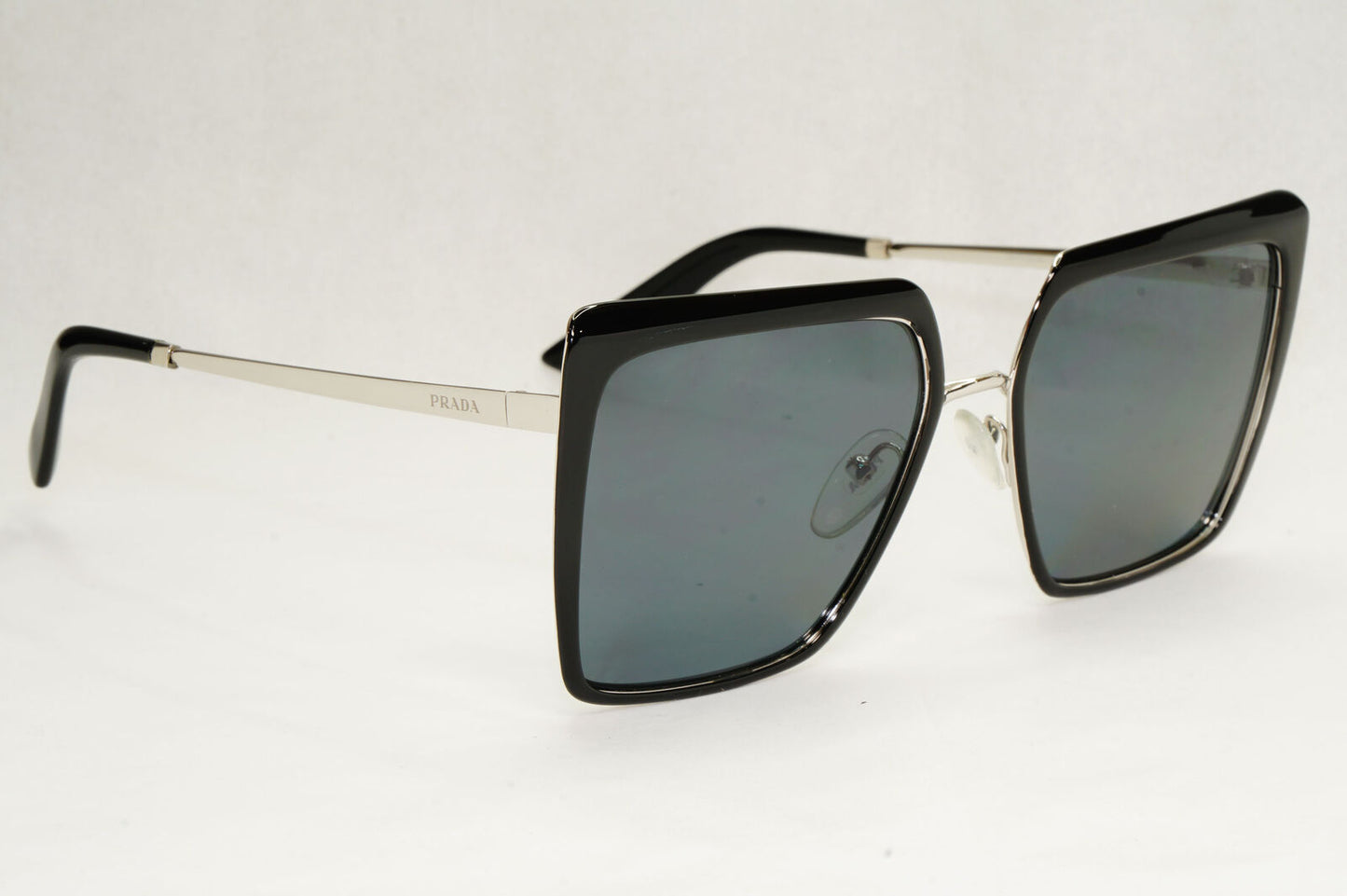 Prada Sunglasses Polarized Black Grey Square Metal PR58WS SPR 58W 1AB-5Z1 57mm