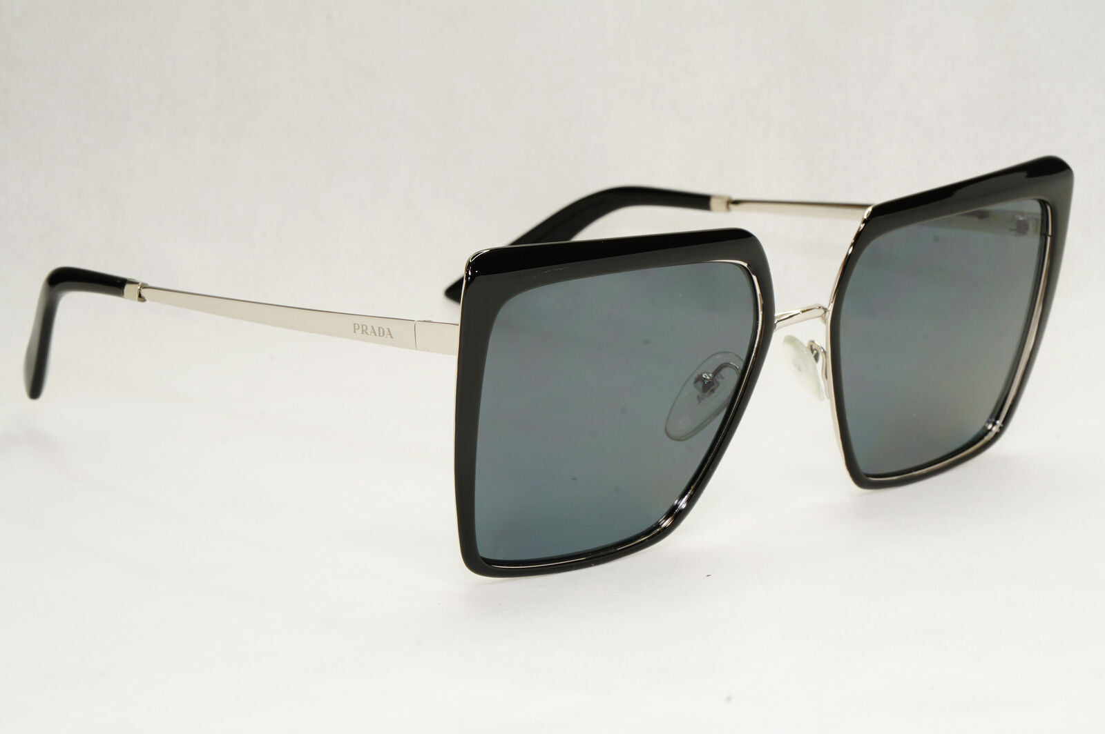 Prada Sunglasses Polarized Black Grey Square Metal PR58WS SPR 58W 1AB-5Z1 57mm