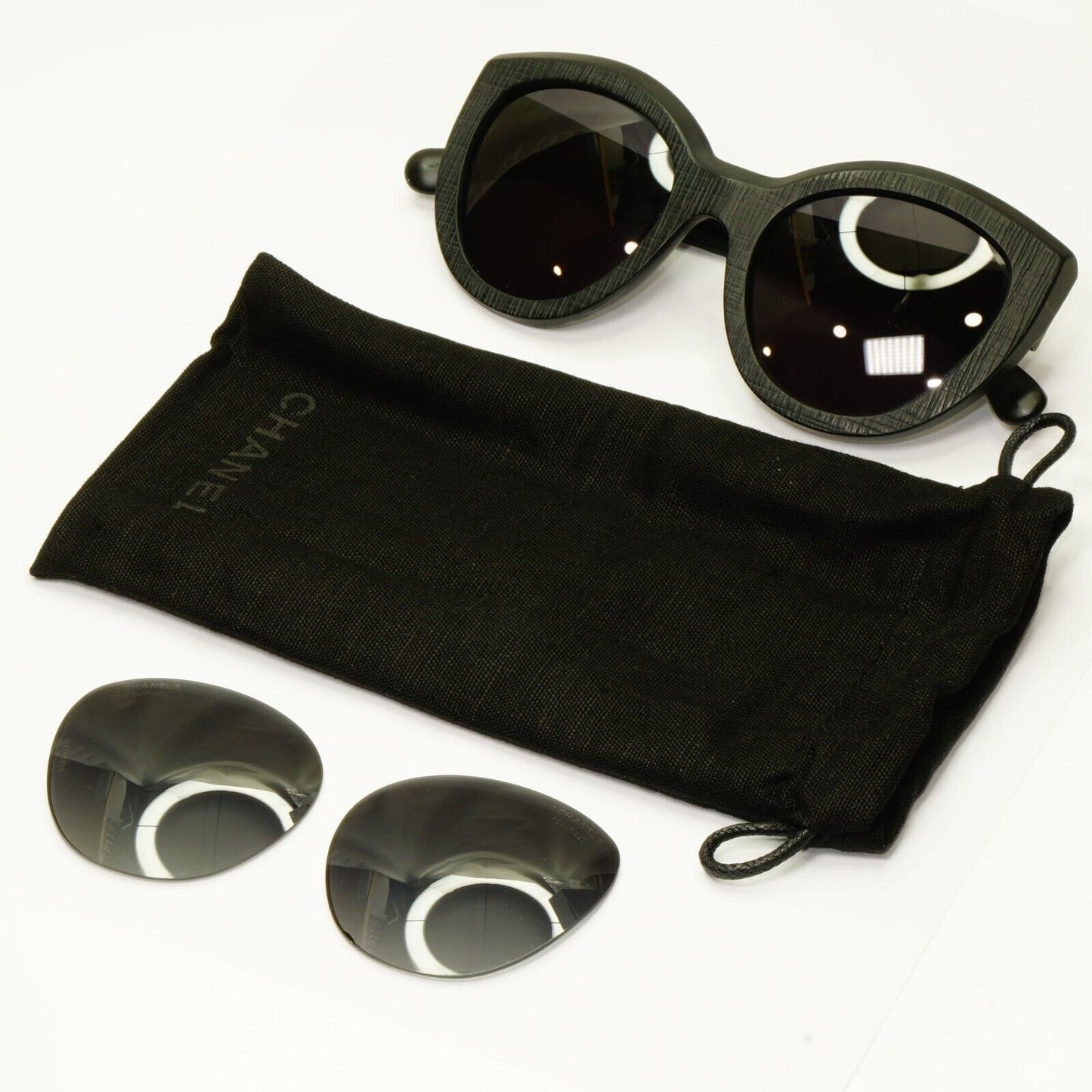 Chanel Sunglasses Matte Black Square Tweed Pattern 5331 c.501/S8 140124