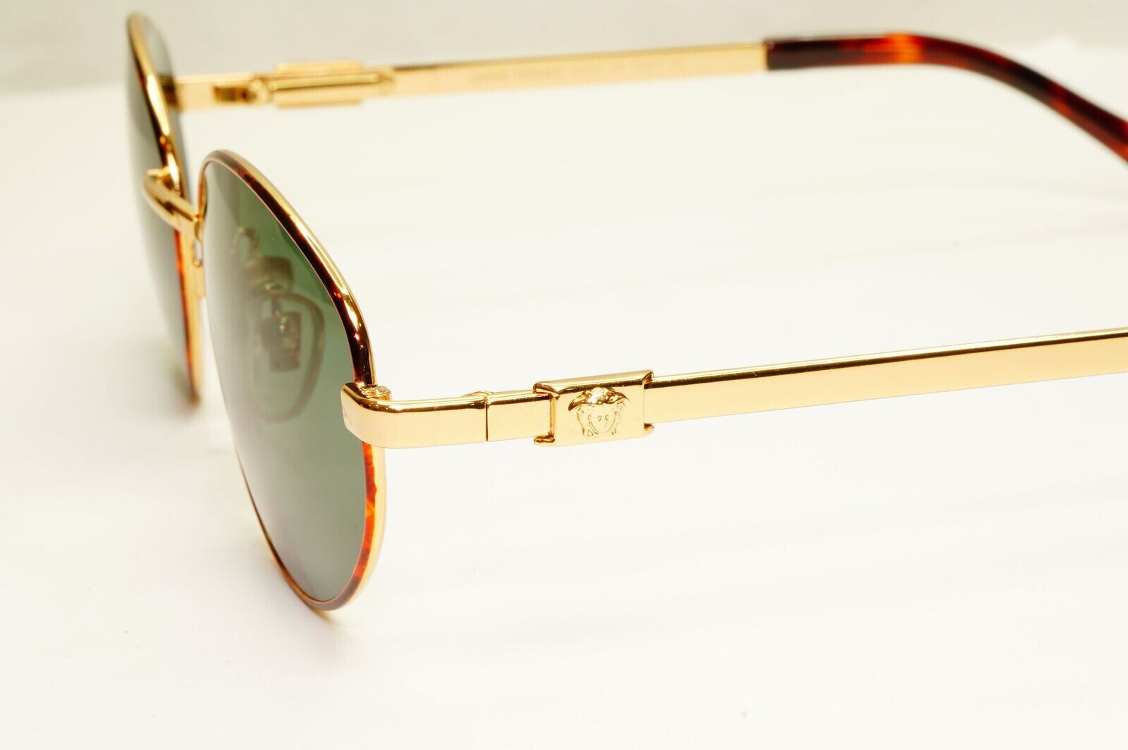 Gianni Versace 1995 Sunglasses Vintage Gold Green Metal Square MOD H65 COL 07M