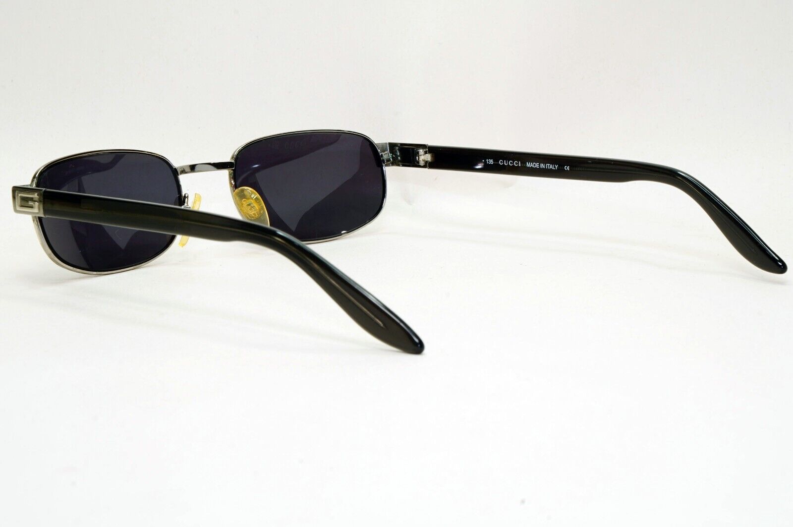 Gucci Sunglasses 1996 Vintage Black Silver Metal Rectangle GG 1639/S E4W 081124