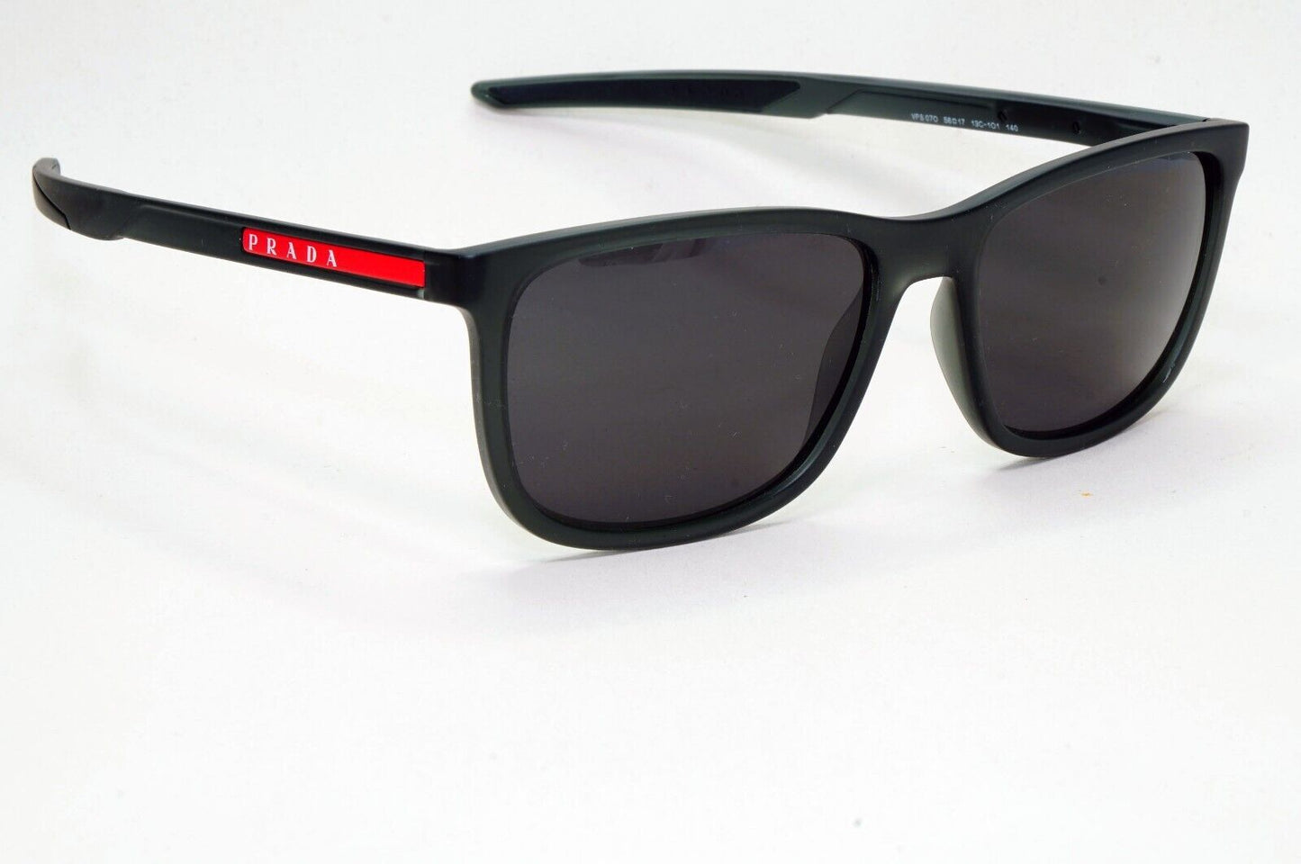Prada Sunglasses Black Transparent Rubber Square PS07OV VPS 07O 13C-1O1 56mm