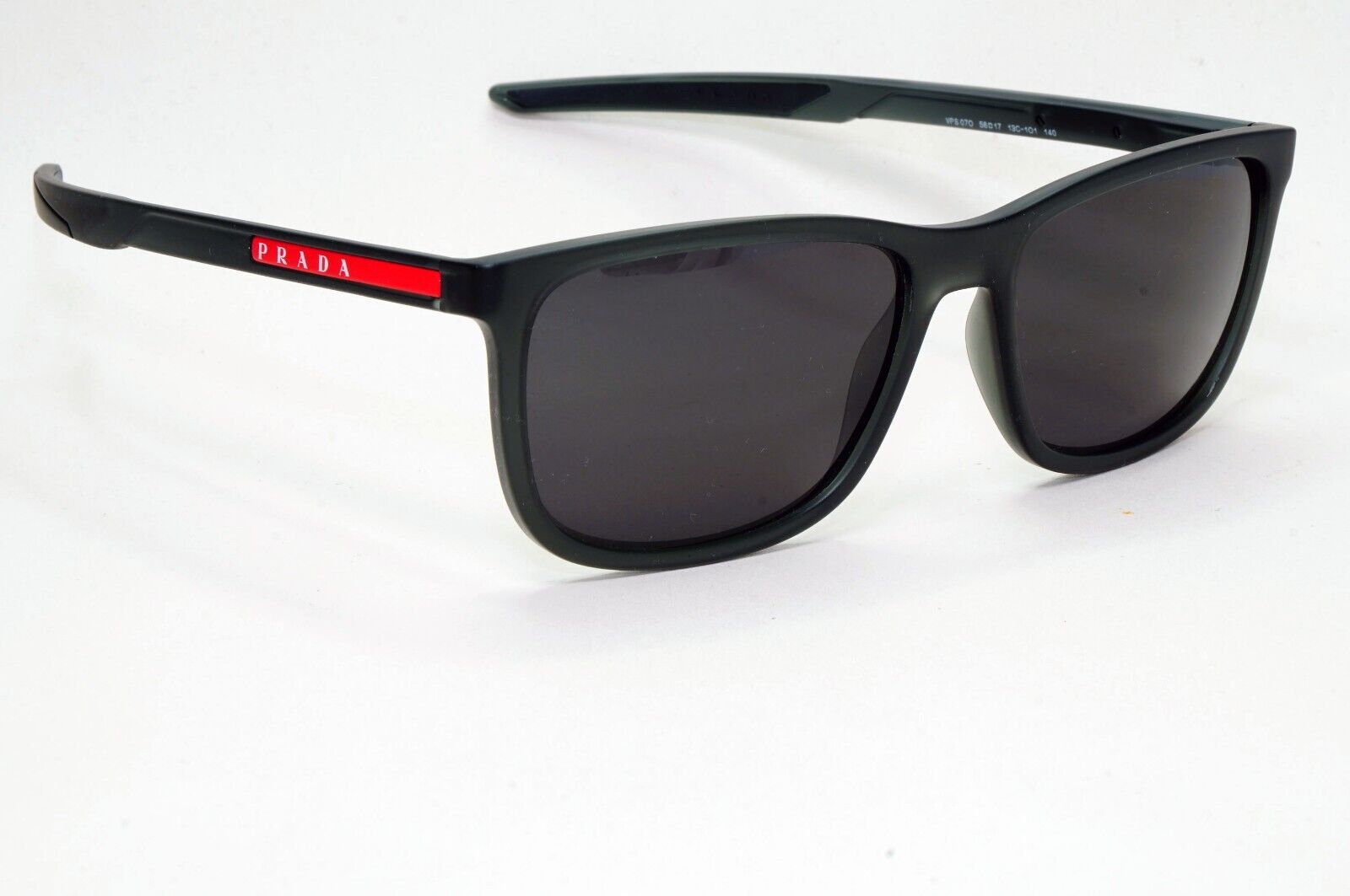 Prada Sunglasses Black Transparent Rubber Square PS07OV VPS 07O 13C-1O1 56mm