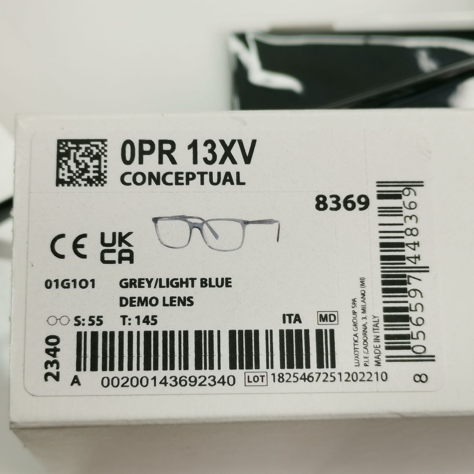 Prada Sunglasses Grey Light Blue Black Square PR13XV VPR 13X 01G-1O1 55mm