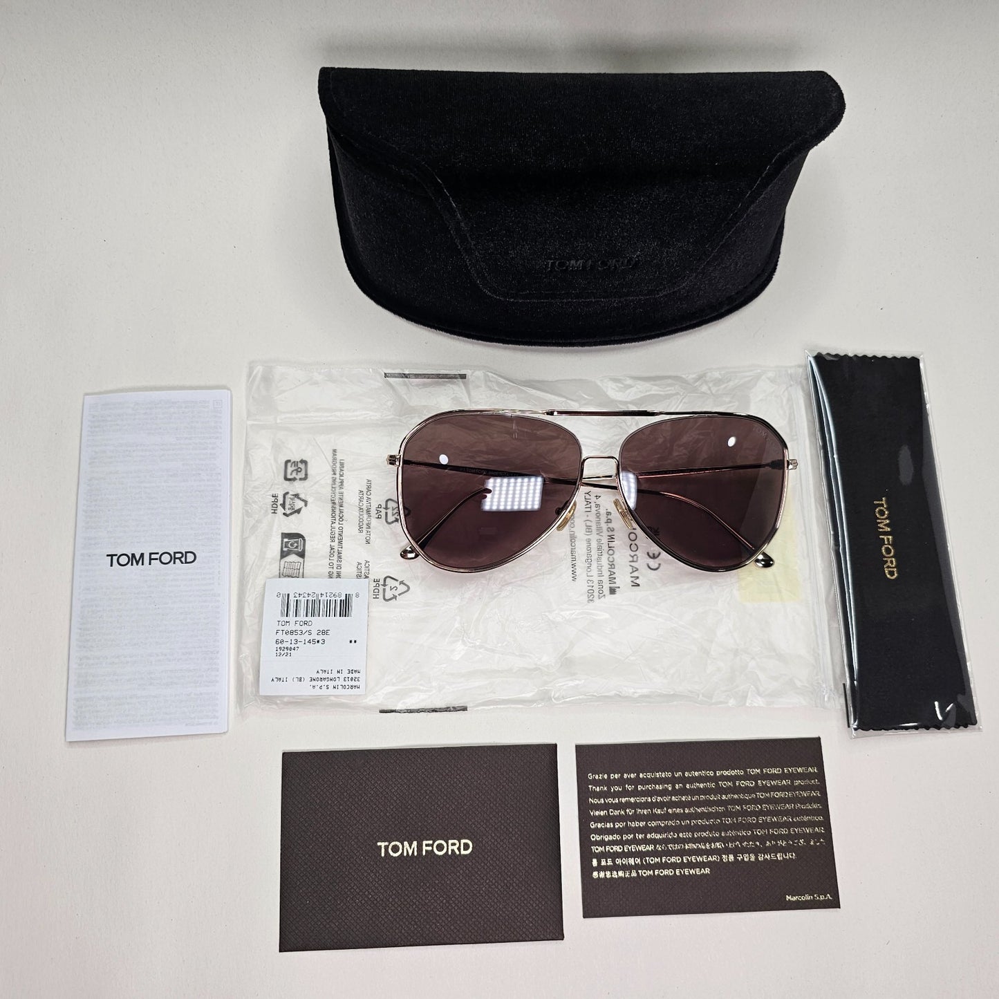 Tom Ford Sunglasses Charles-02 Gold Navigator Pilot FT0853 TF 853 28E 60mm [a]