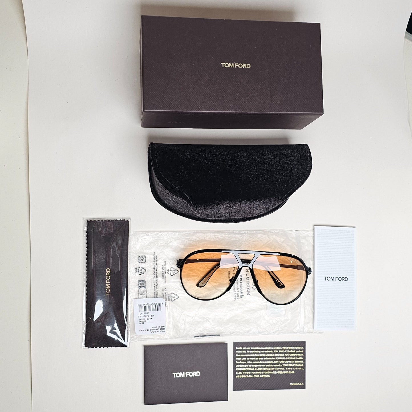 Tom Ford Sunglasses Xavier Black Yellow Large Pilot FT1060 TF 1060 01F [a]