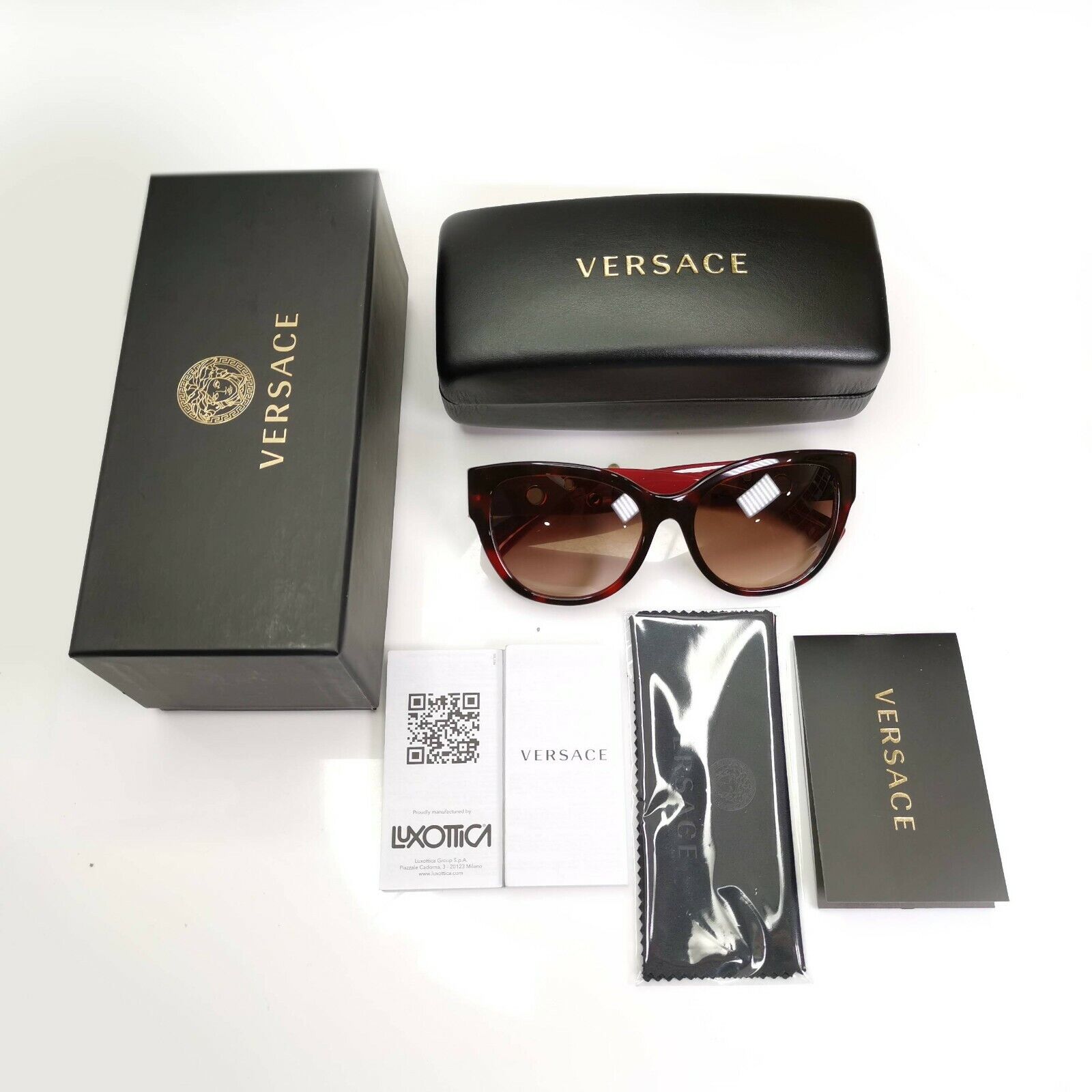 Versace Burgundy Brown Sunglasses Womens Gold Medusa 4314 5184/13 Dark Red