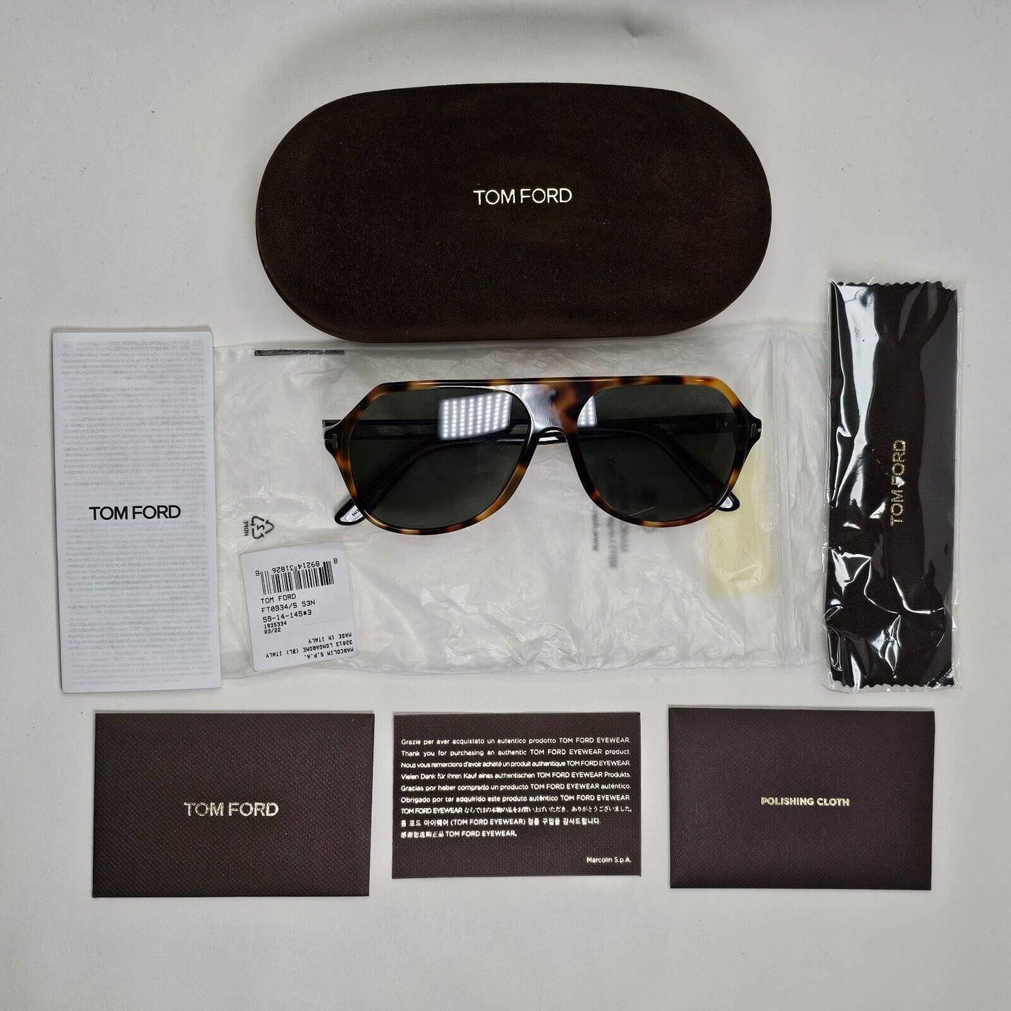 Tom Ford Sunglasses Hayes Brown Tortoiseshell Green Square FT0934 TF 934 53N