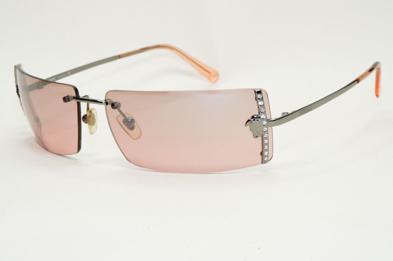 Versace Sunglasses 2003 Vintage Rimless Gunmetal Pink MOD N29/H 1001/7E 120824