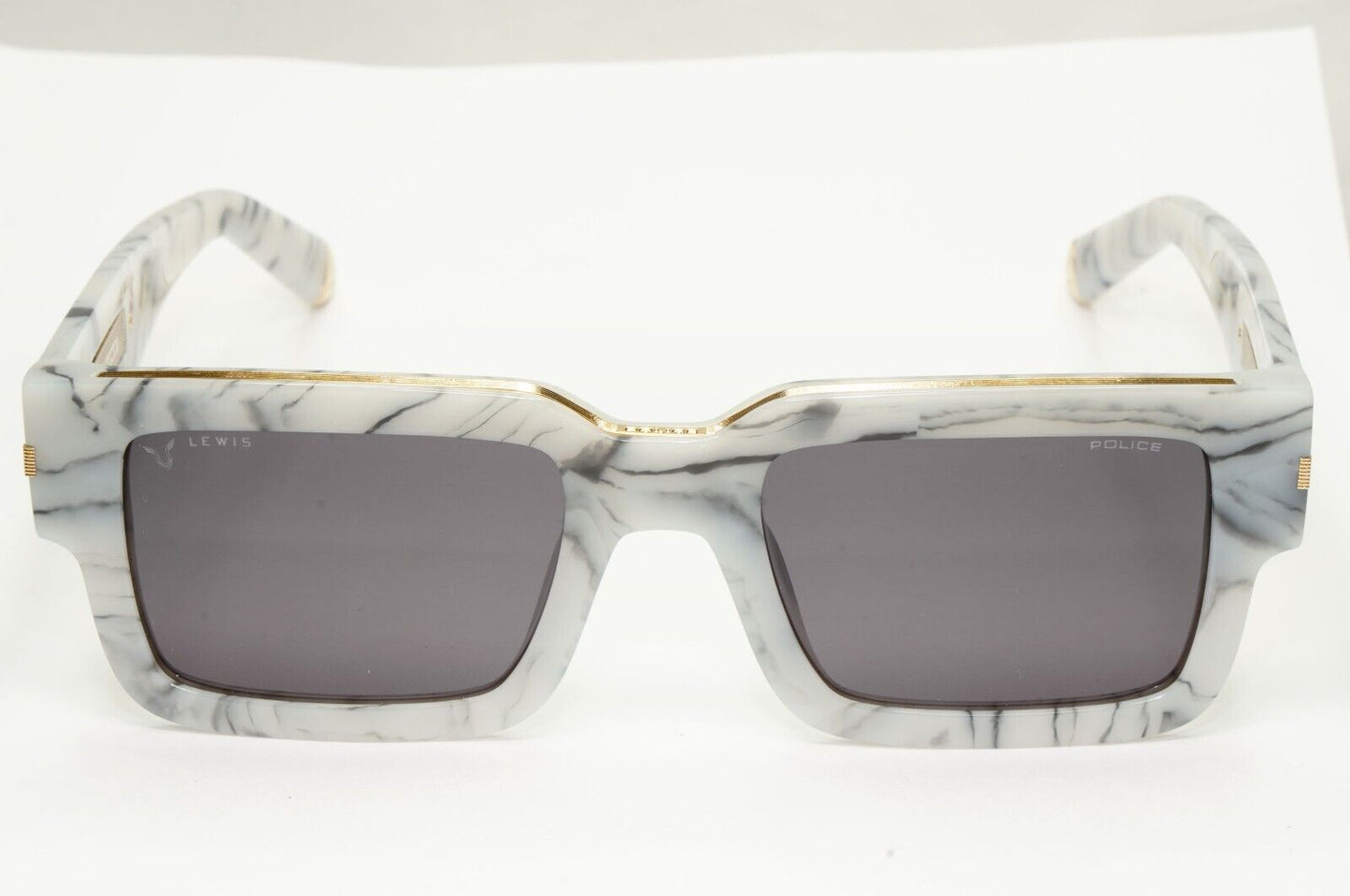 Police Lewis Hamilton F1 Sunglasses Grey Marble Square Gold SPL E14 COL 09YL