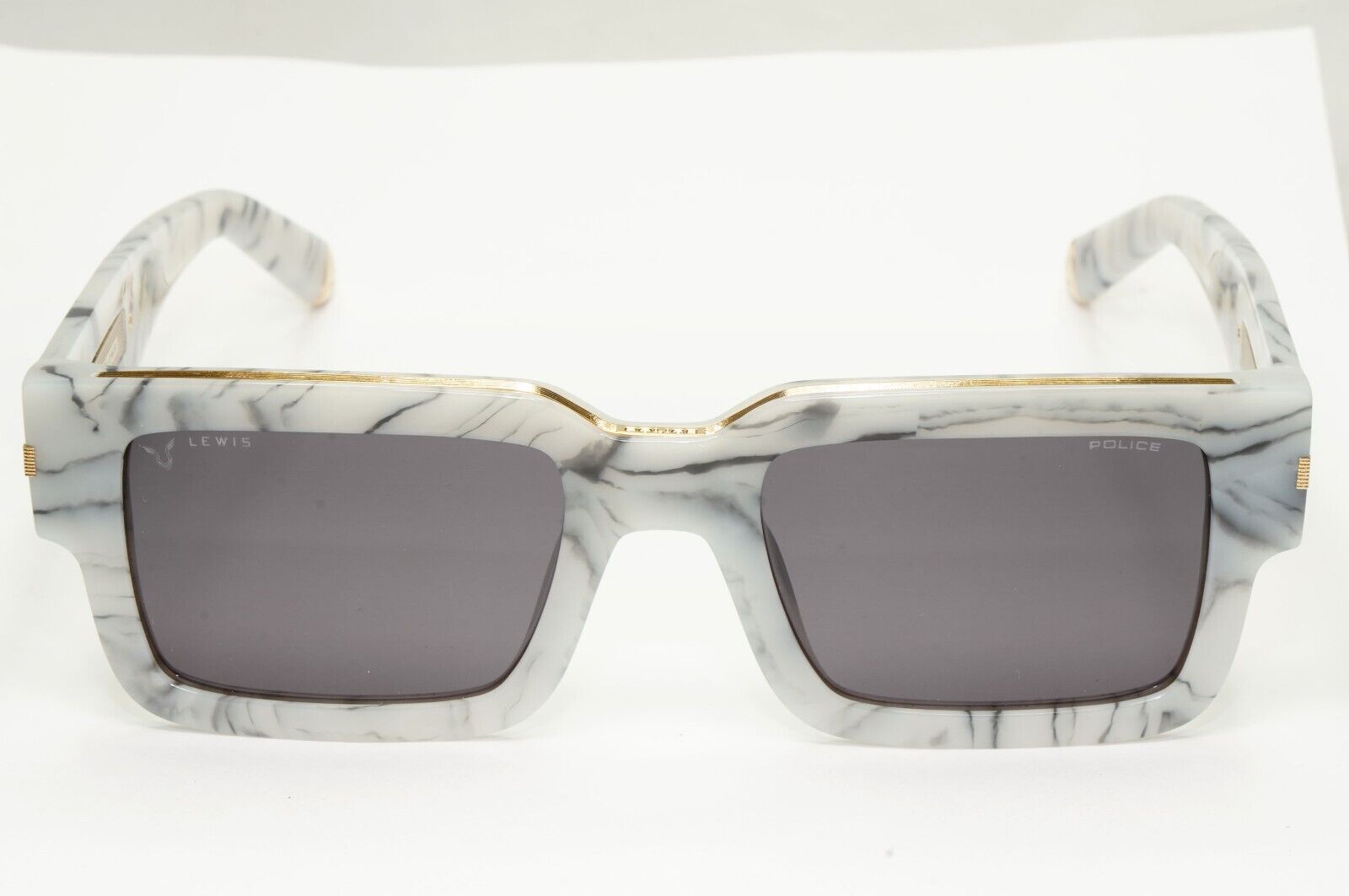 Police Lewis Hamilton F1 Sunglasses Grey Marble Square Gold SPL E14 COL 09YL