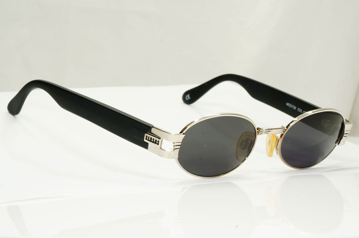 Versus 1996 by Gianni Versace Vintage Silver Black Sunglasses MOD F30 COL 12M