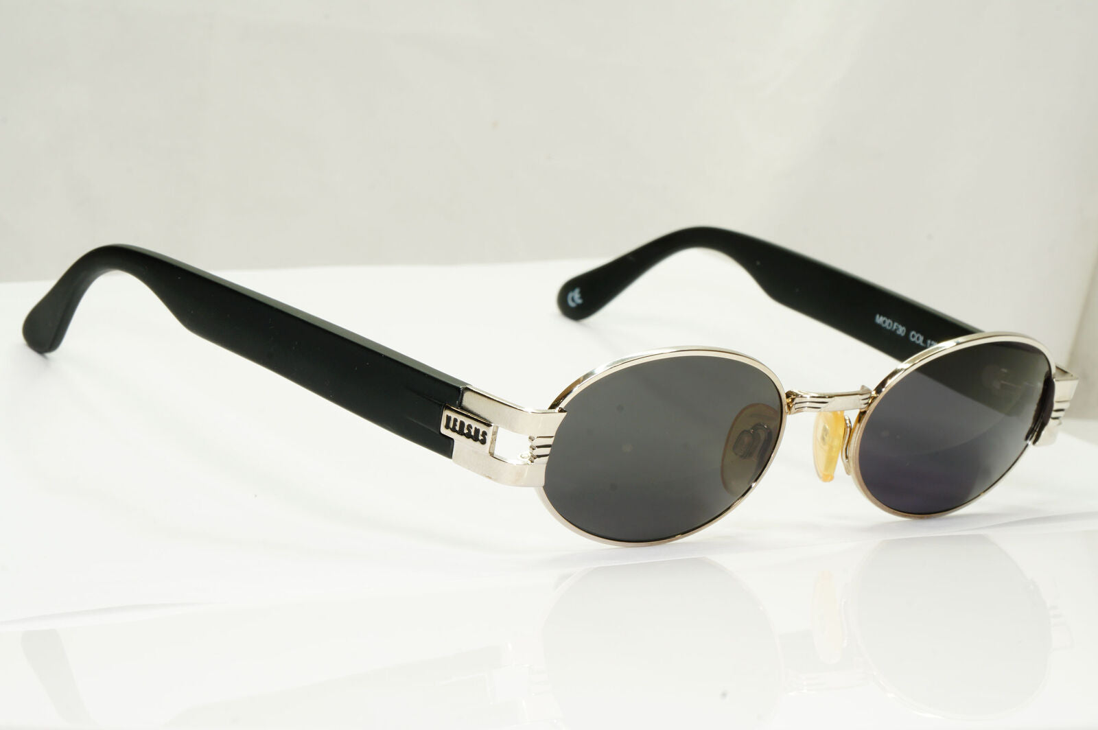 Versus 1996 by Gianni Versace Vintage Silver Black Sunglasses MOD F30 COL 12M