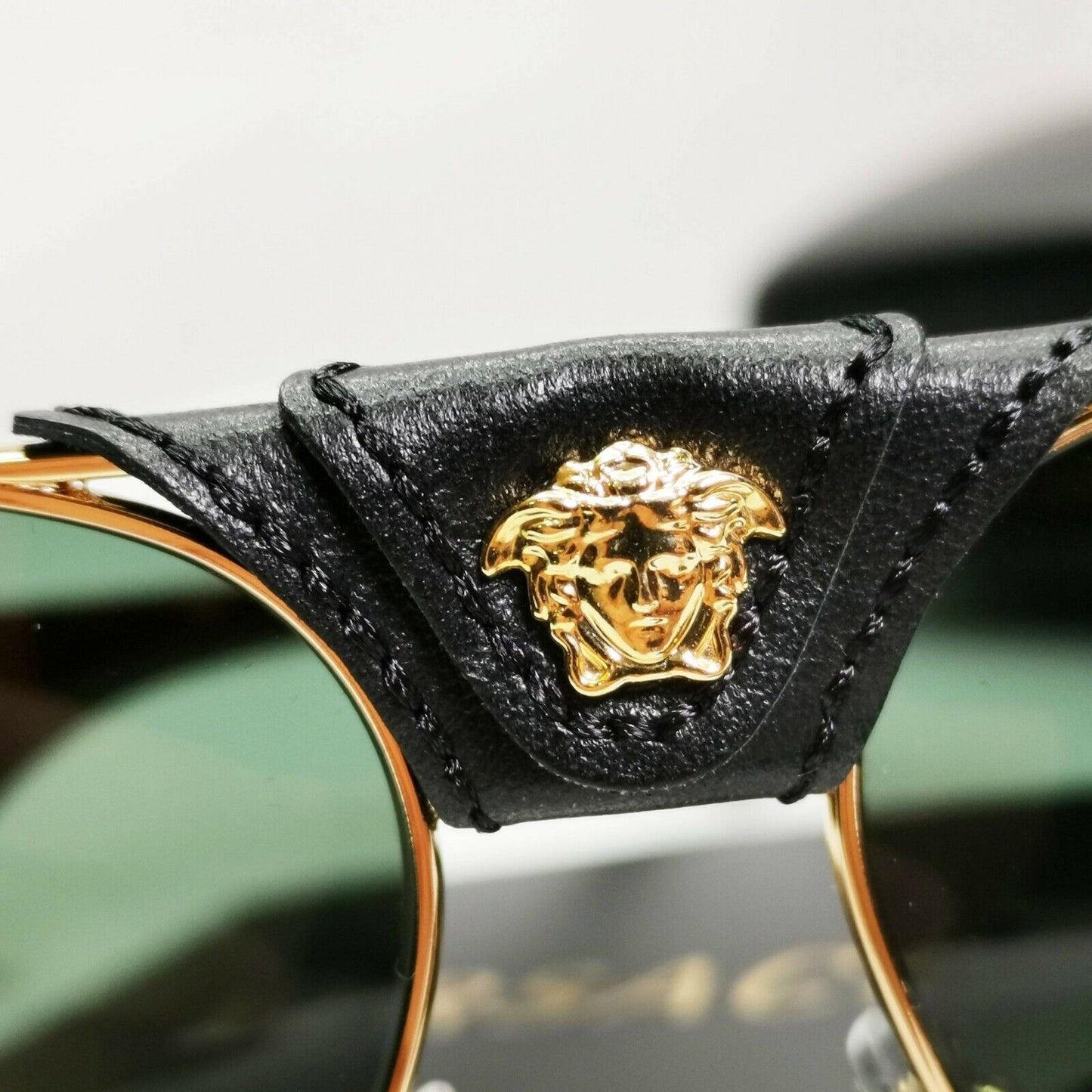 Versace Gold Medusa Ornate Brown Green Sunglasses Pilot Tortoise 2150-Q 1002/71