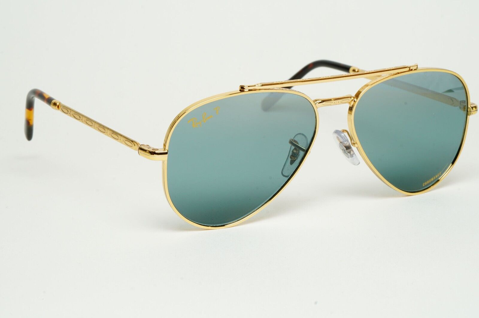 Ray-Ban Sunglasses Polarized New Aviator Gold Blue Green RB 3625 9196/G6 55mm