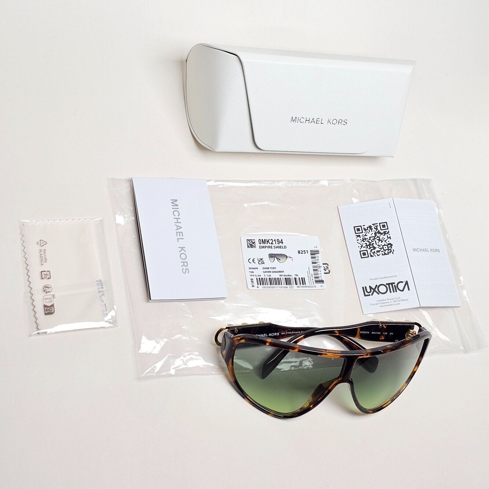 Michael Kors Sunglasses Brown Tortoise Green Shield MK 2194 Empire Shield 30060N
