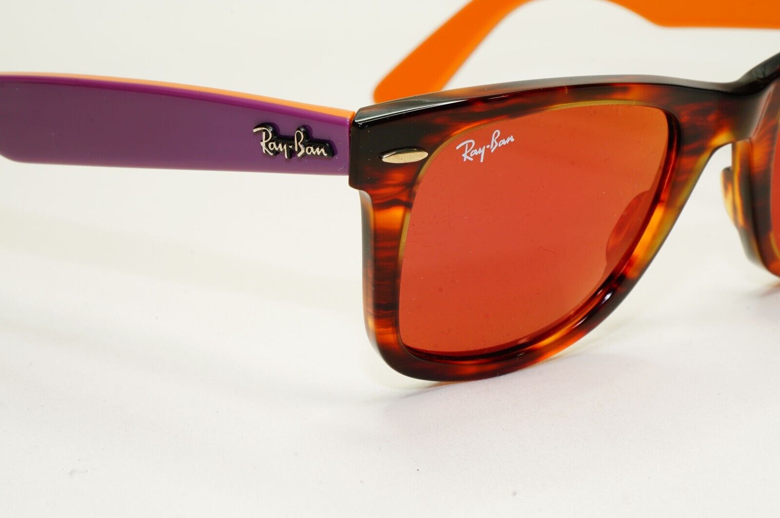 Ray-Ban Sunglasses Wayfarer Brown Havana Purple Dark Red Mirror RB 2140 1177/2K