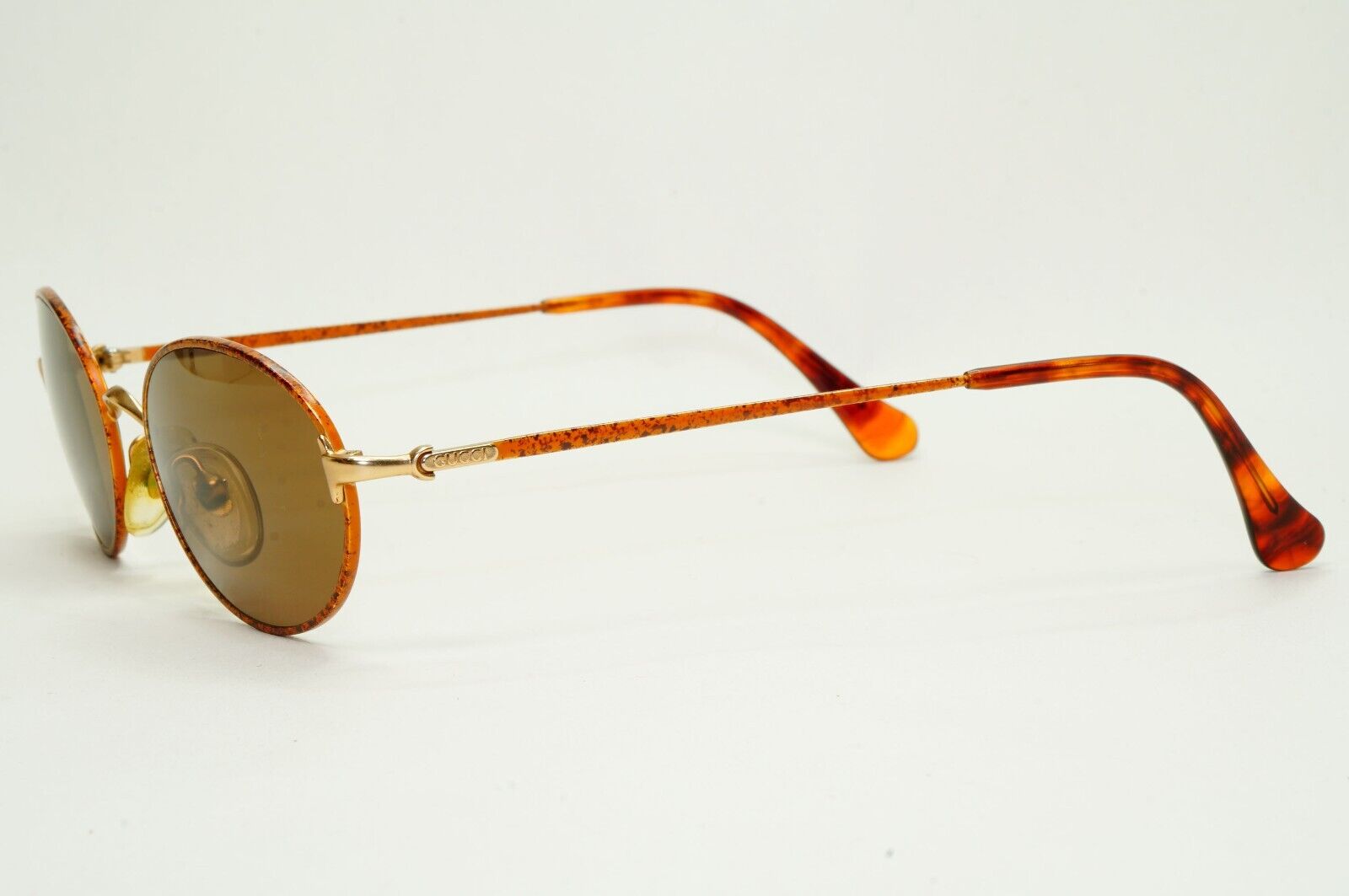 Gucci Sunglasses 1994 Vintage Gold Brown Oval Unisex GG 1247/S FP7 50mm 230924