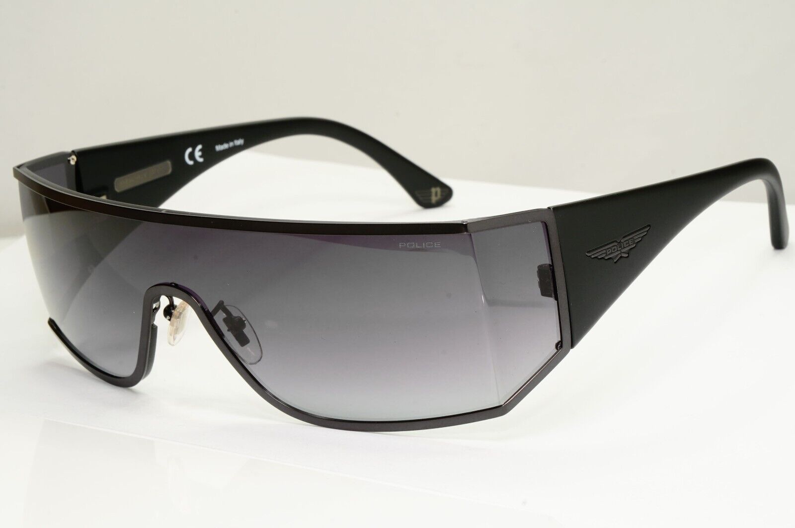 Police Black Shield Sunglasses Gradient Smoke Visor SPL 892 Origins 5 COL 0627 A