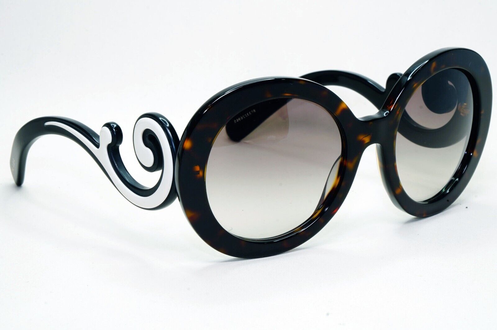 Prada Sunglasses Baroque Swirl Brown White Round PR08TS SPR 08T 2AU-0A7 301024