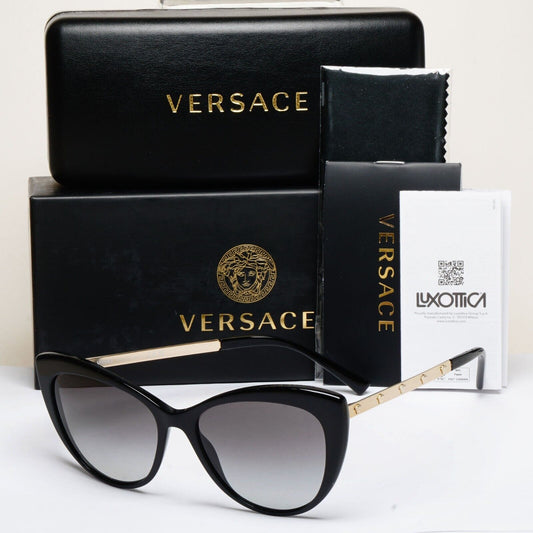 Versace Sunglasses Black Gold Medusa Square Grey Gradient MOD VE 4348 GB1/11