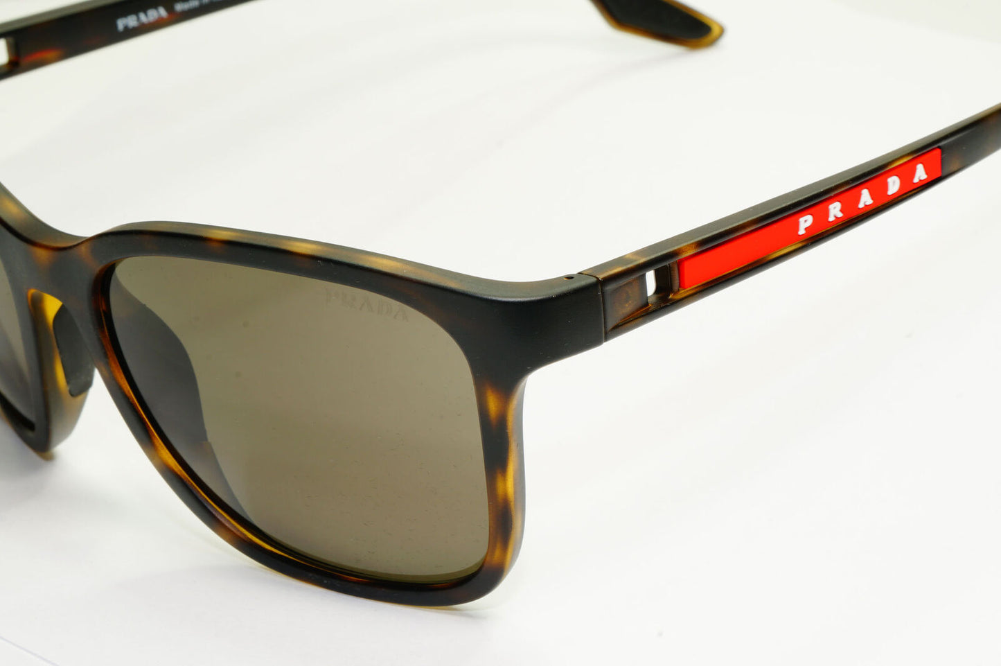 Prada Brown Sunglasses Tortoiseshell Square Red Stripe PS02WS SPS 02W 581-06H