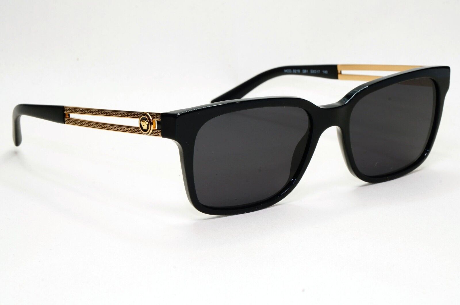 Versace Sunglasses Black Square Gold Medusa Meander MOD VE 3218 GB1 53mm