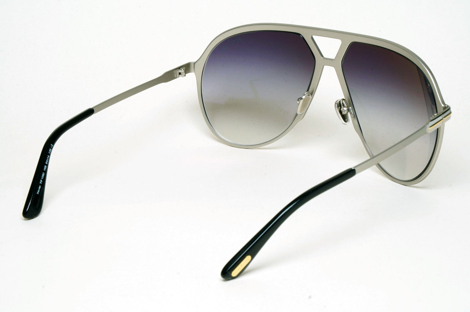 Tom Ford Sunglasses Xavier Silver Grey Gradient Large Pilot Metal TF 1060 16B A