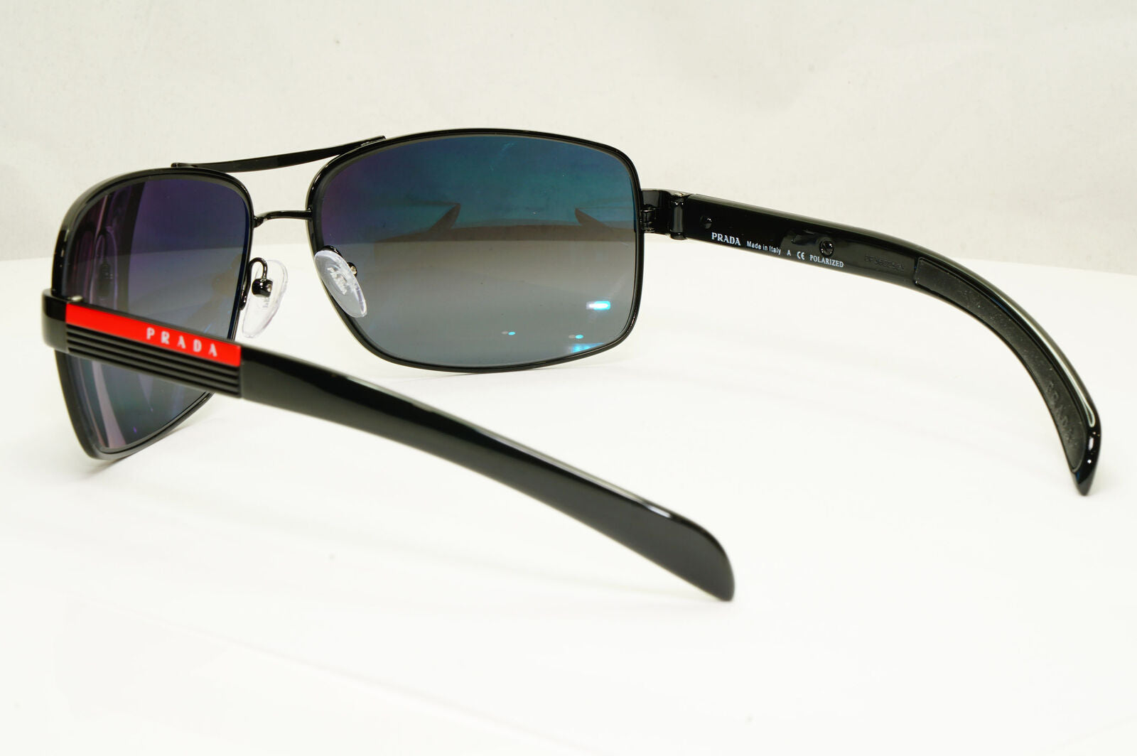 Prada Sunglasses Polarized Black Silver Mirror Navigator PS54IS SPS 54I 1AB-2F2