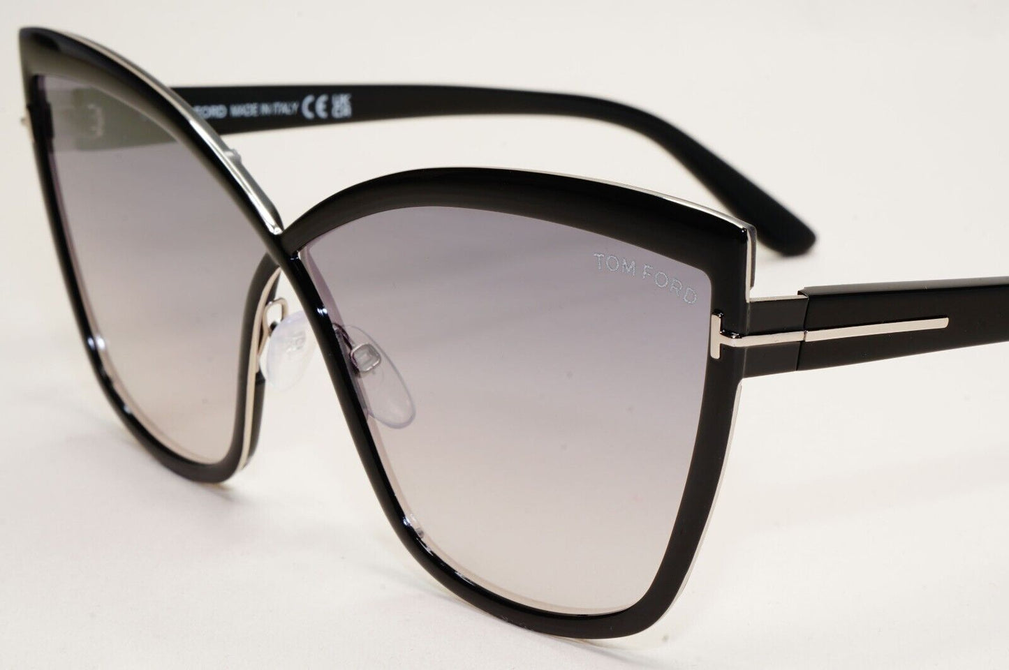 Tom Ford Sunglasses Sandrine-02 Black Smoke Mirror Cat Eye FT0715 TF 715 01C