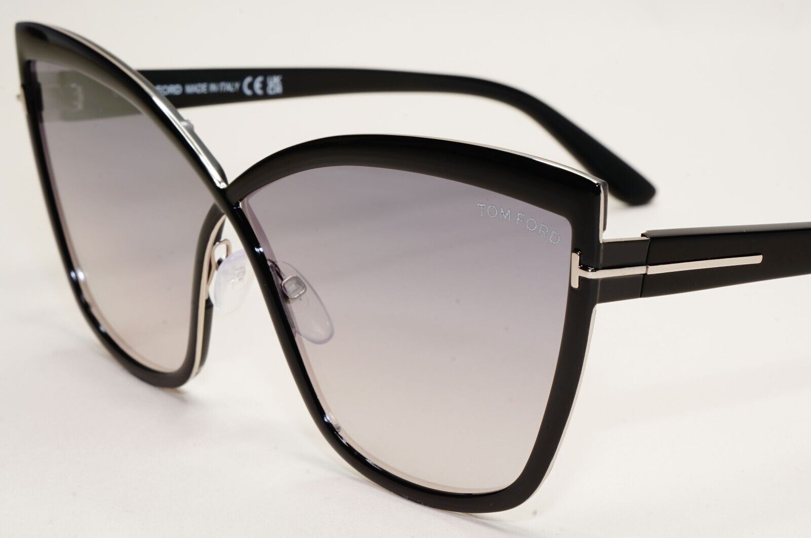 Tom Ford Sunglasses Sandrine-02 Black Smoke Mirror Cat Eye FT0715 TF 715 01C
