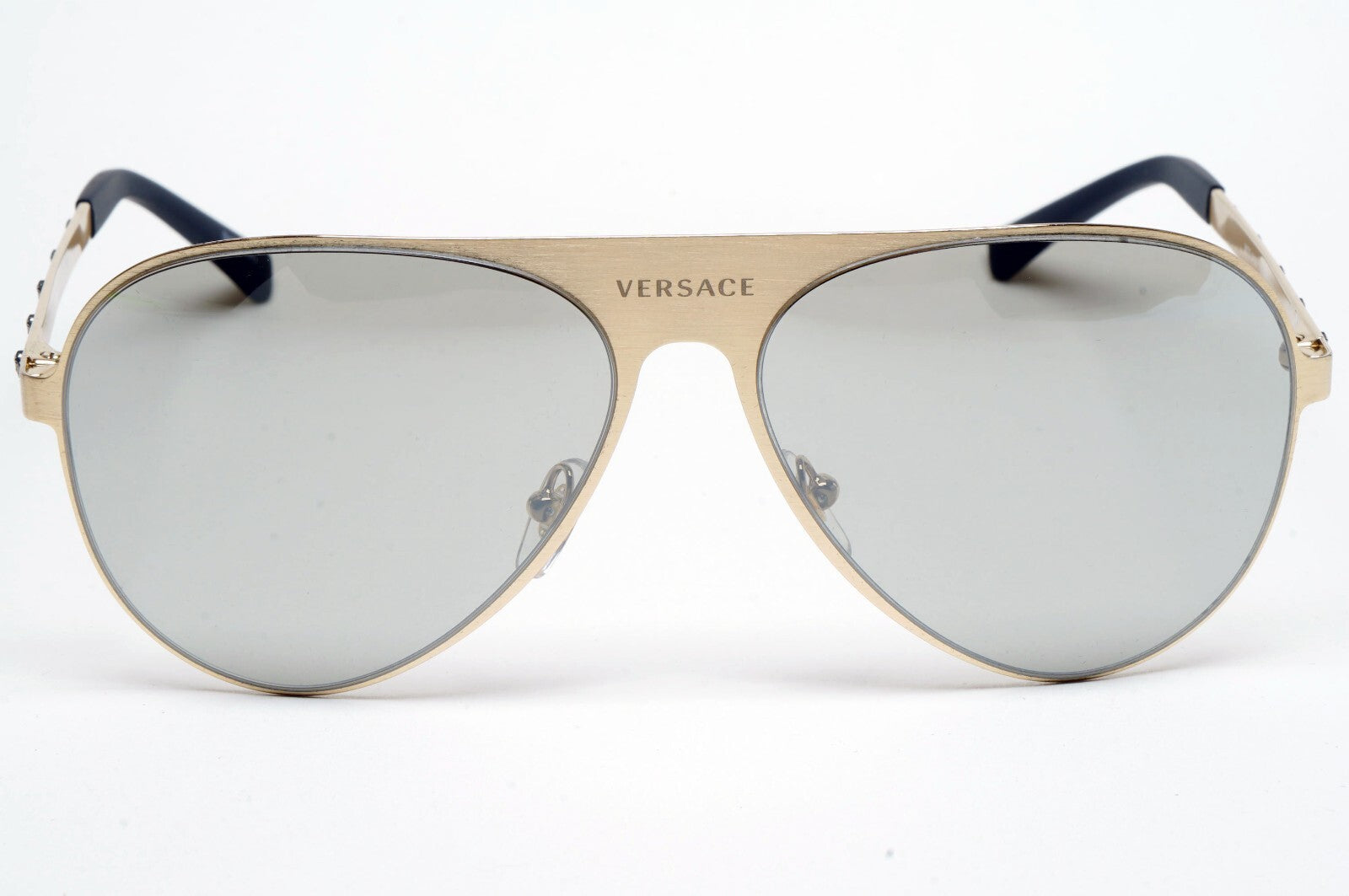 Versace Sunglasses Gold Medusa Pilot Silver Mirror Metal MOD VE 2189 1339/6G