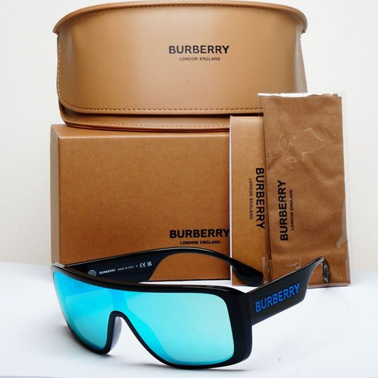 Burberry Sunglasses Black Blue Shield Visor Mirror BE 4401-U 3001/55