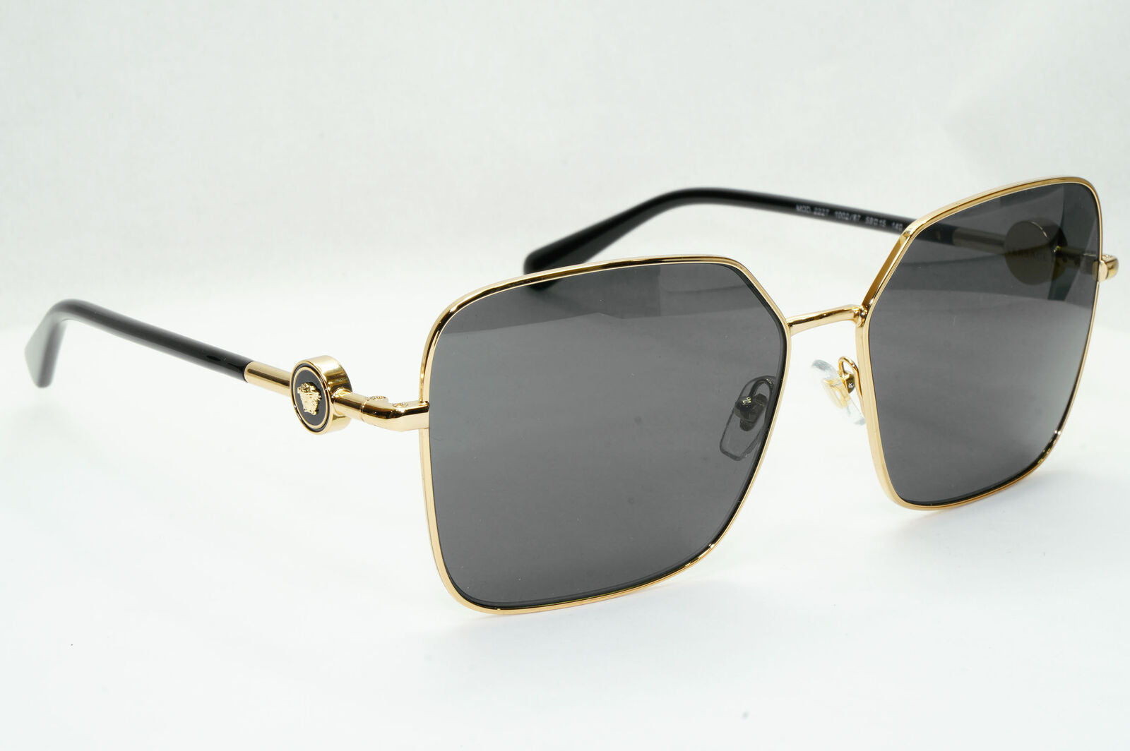 Versace Sunglasses Black Gold Medusa Square Metal MOD 2227 1002/87