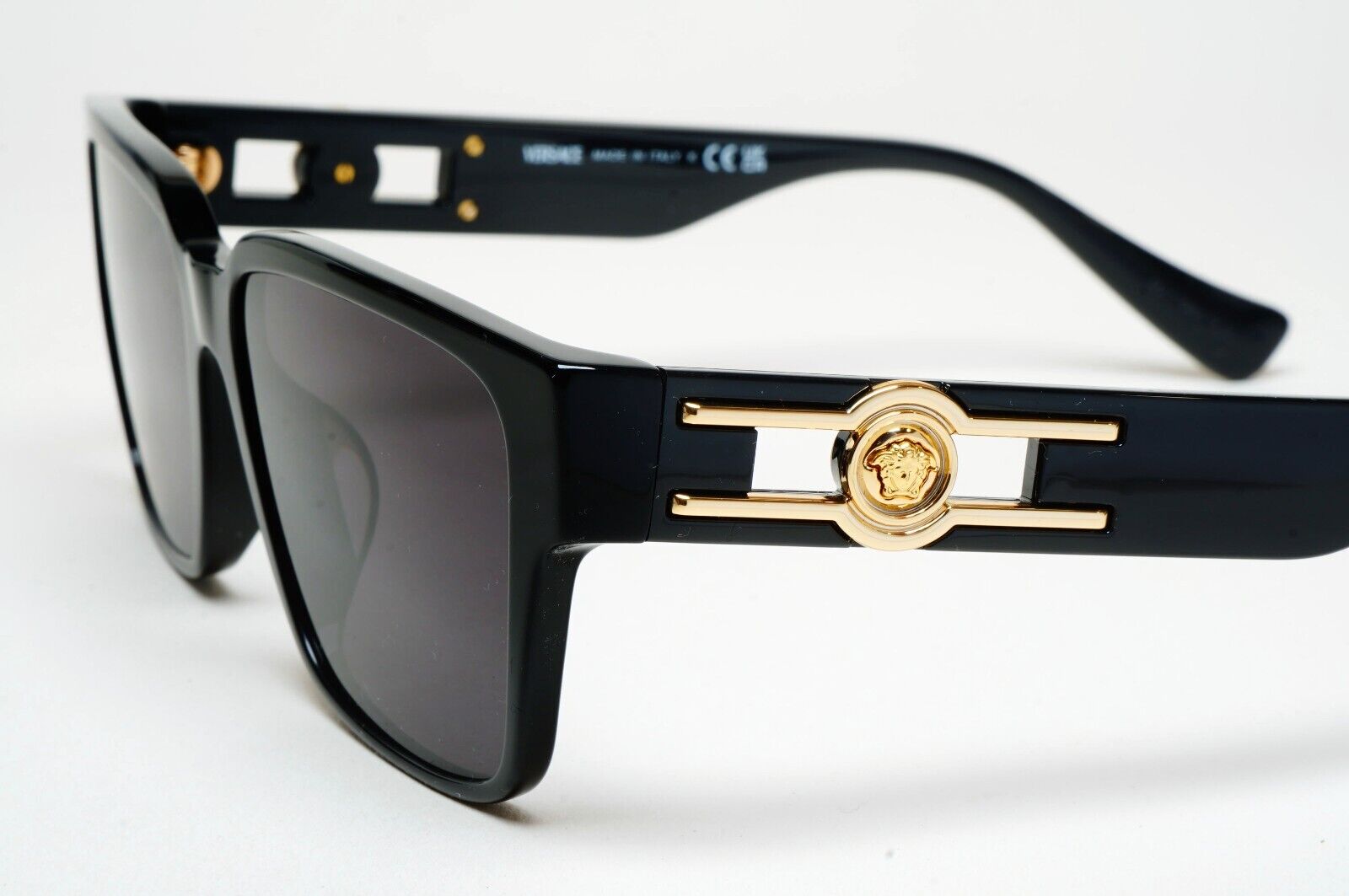 Versace Sunglasses Black Gold Medusa Square MOD VE 3346-F GB1 55mm