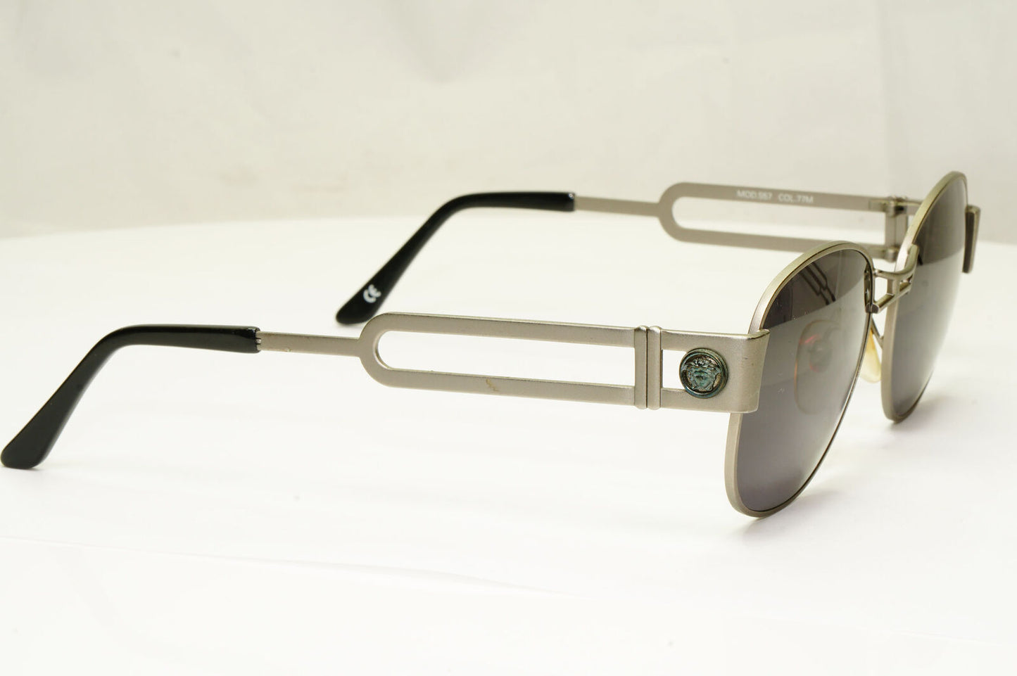 Gianni Versace 1996 Vintage Mens Silver Medusa Metal Sunglasses MOD S57 COL 77M