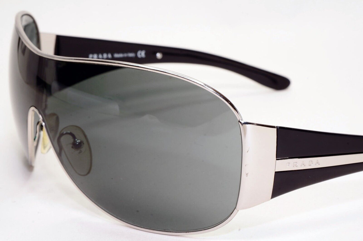 Prada Sunglasses 2006 Vintage Silver Black Shield PR52HS SPR 52H 1BC-1A1 281024