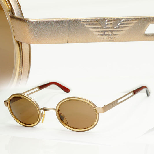 Emporio Armani Sunglasses 1997 Vintage Bronze Brown Honey Oval Eagle 057-S 989