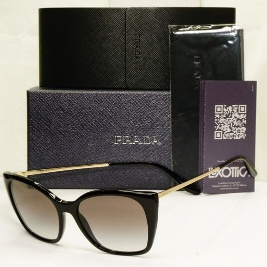 Prada Gold Black Sunglasses Smoke Grey Gradient Square SPR 12X 1AB-0A7 PR12XS A