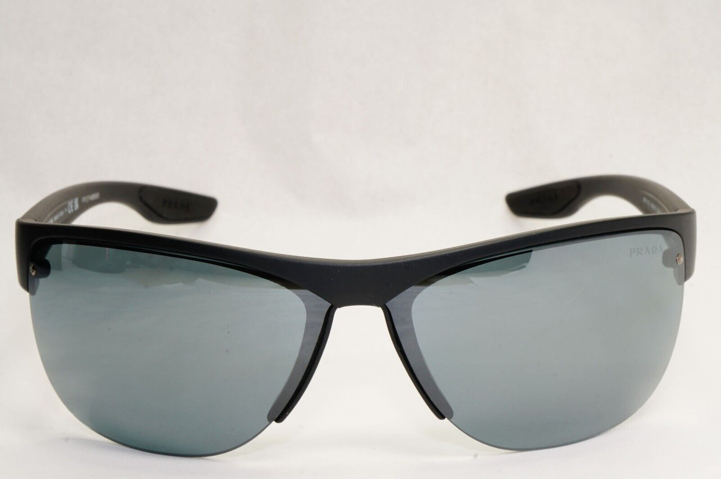 Prada Sunglasses Black Grey Mirro Wrap Rubber Sport PS17US SPS 17U DG0-5L0 [A]
