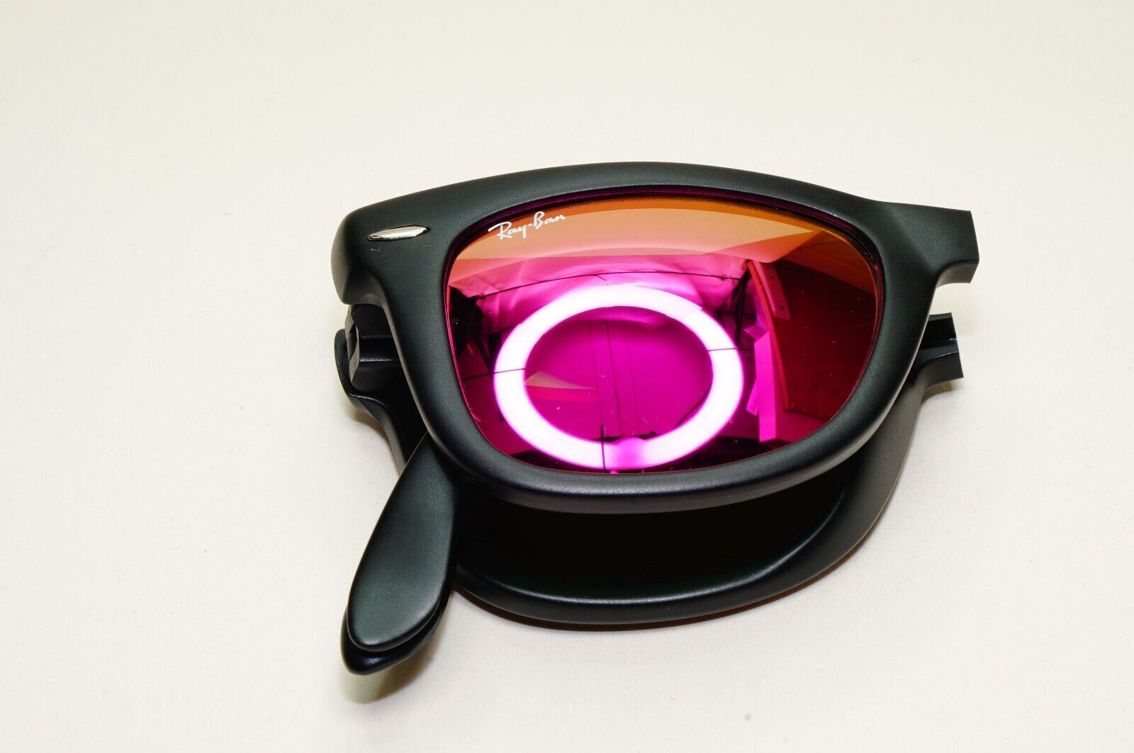 Ray-Ban Sunglasses Folding Wayfarer Black Pink Orange Mirror RB 4105 601-S/4T