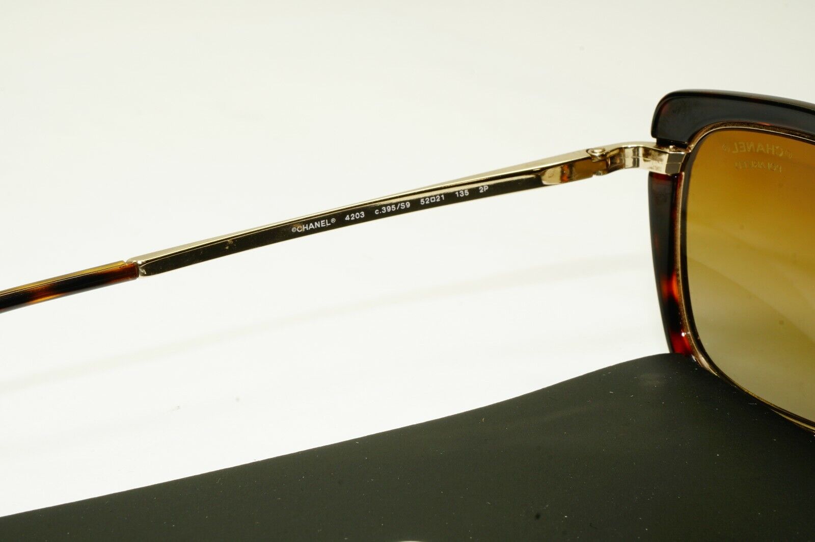 Authentic CHANEL Polarized Sunglasses Gold Brown Havana Model 5203 395/S9 27490