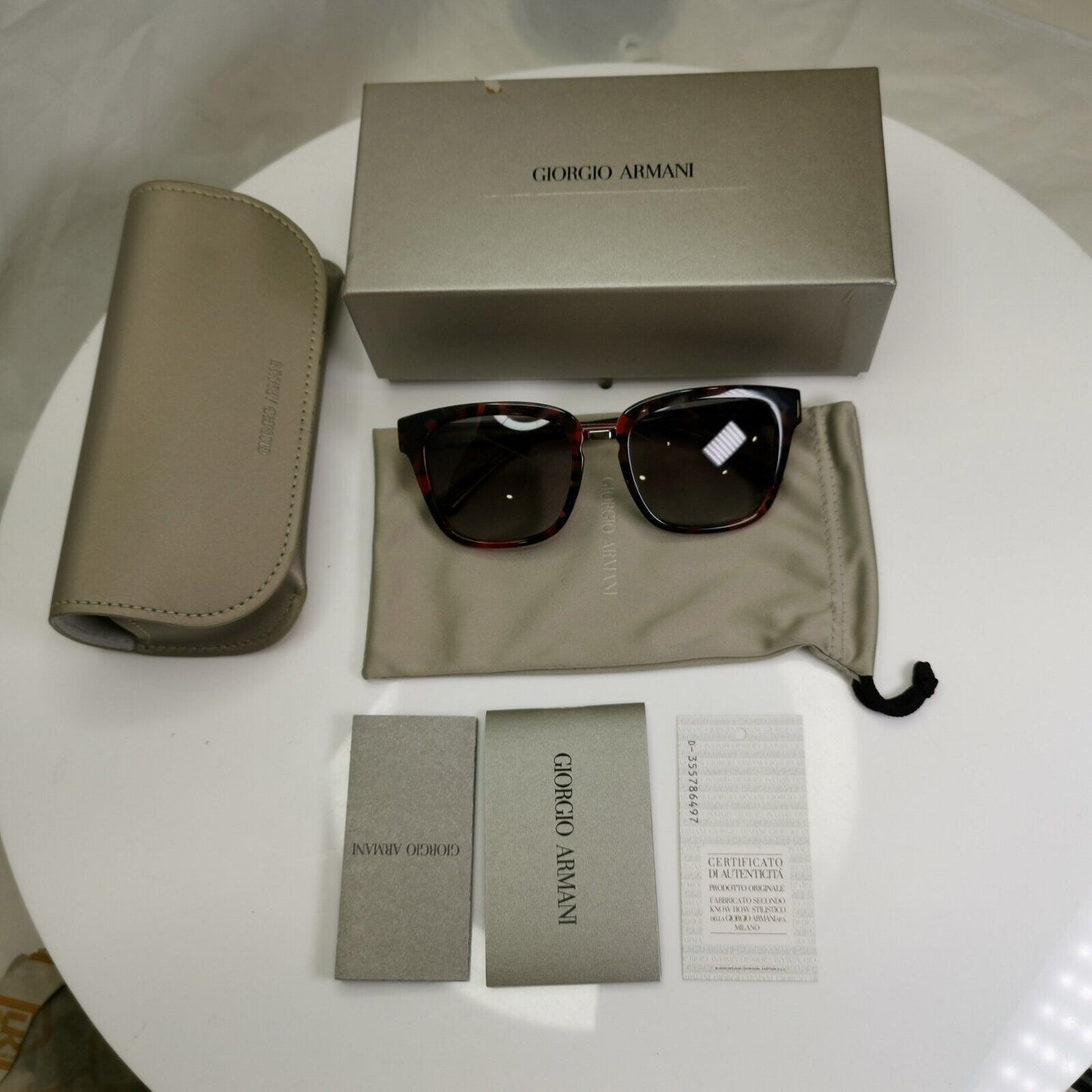 Giorgio Armani Sunglasses Black Red Marble Grey Square AR 8106 5654/11 110823