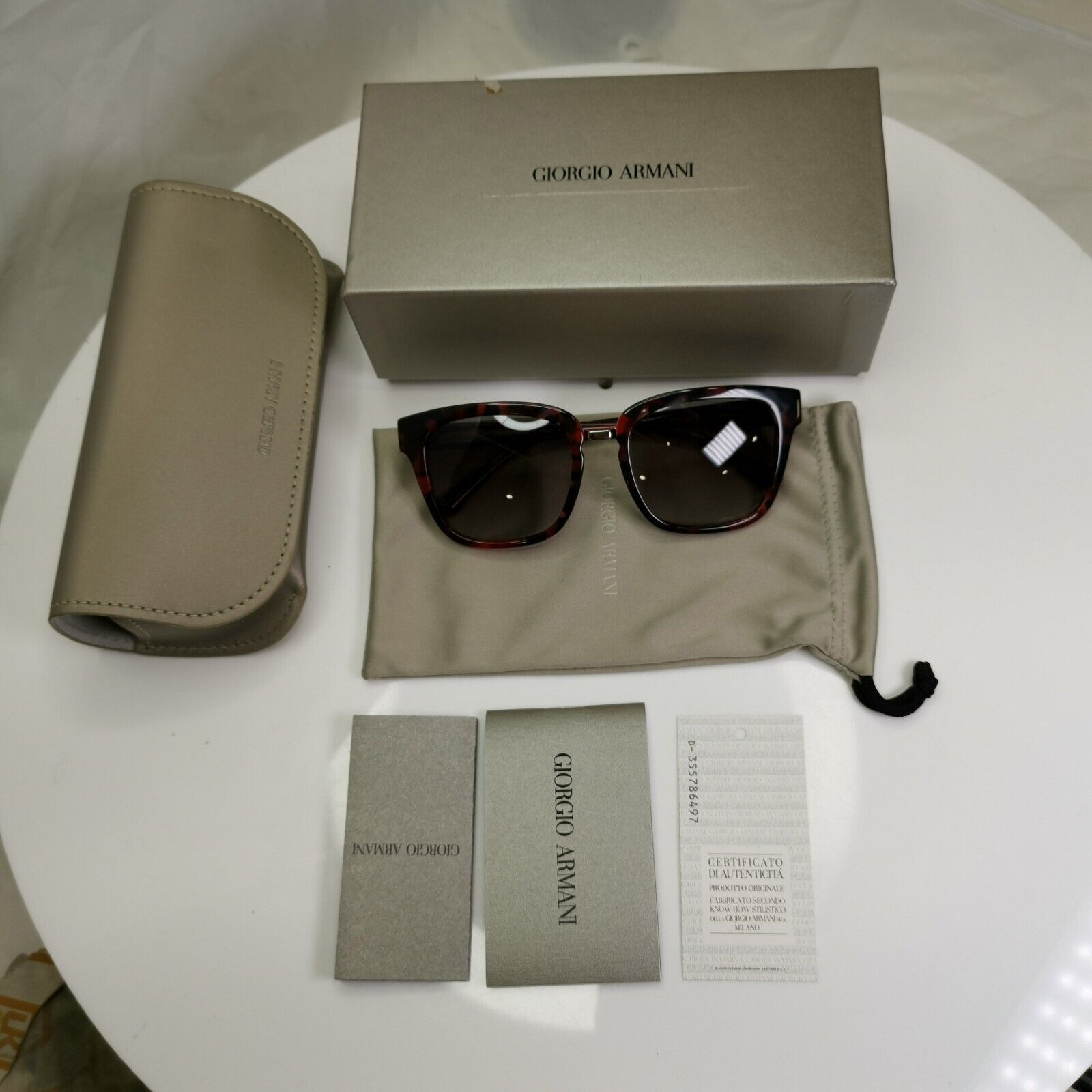 Giorgio Armani Sunglasses Black Red Marble Grey Square AR 8106 5654/11 110823
