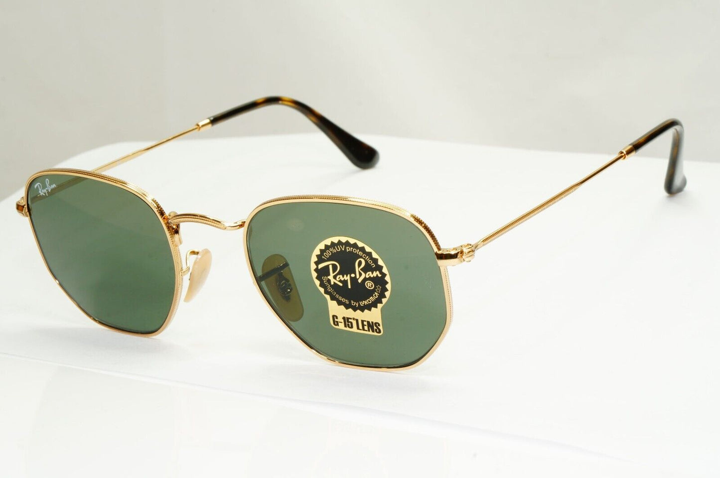Ray-Ban Sunglasses Hexagonal Gold Arista Metal Green G15 RB 3548-N 001 48mm