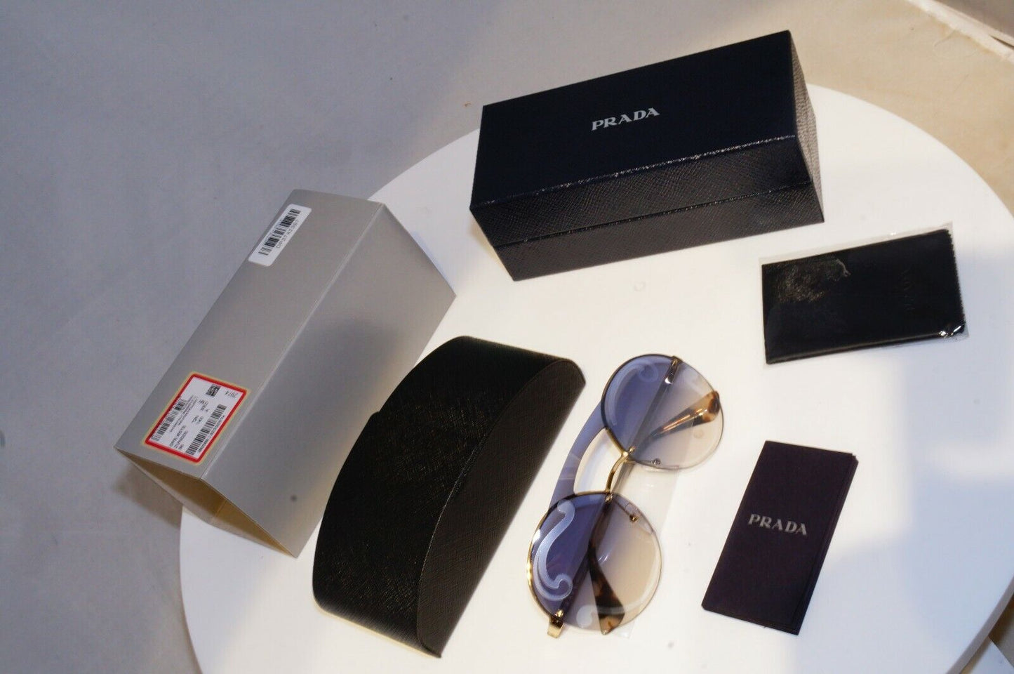 Prada Baroque Swirl Sunglasses Gold Blue Gradient Metal Round SPR 65T ZVN-0D0