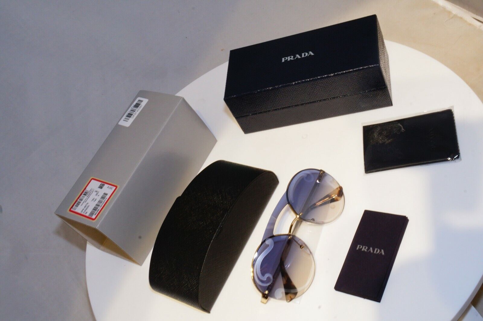 Prada Baroque Swirl Sunglasses Gold Blue Gradient Metal Round SPR 65T ZVN-0D0