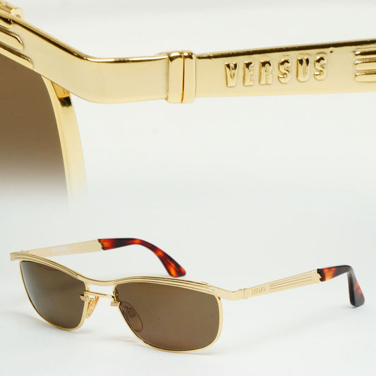 Versus Sunglasses 1996 by Gianni Versace Vintage Gold Brown MOD F01 COL 030